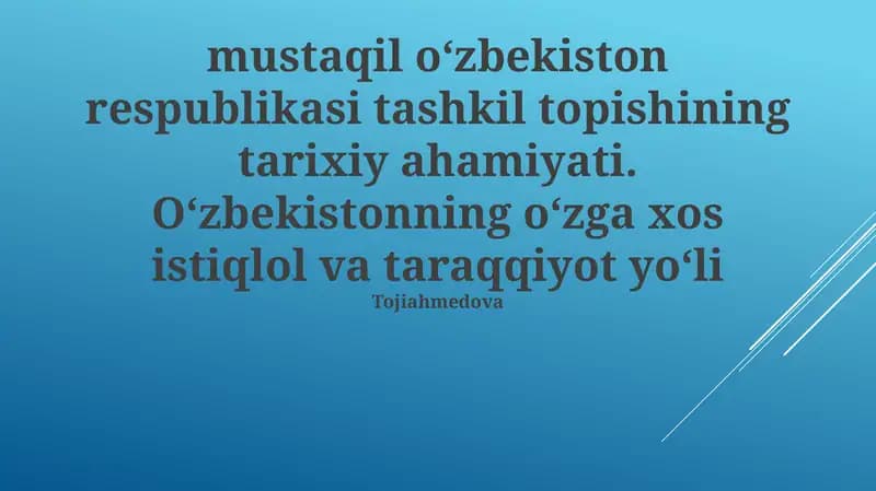 Millat Qurish: O'zbekistonning Noyob Rivojlanish Strategiyasi