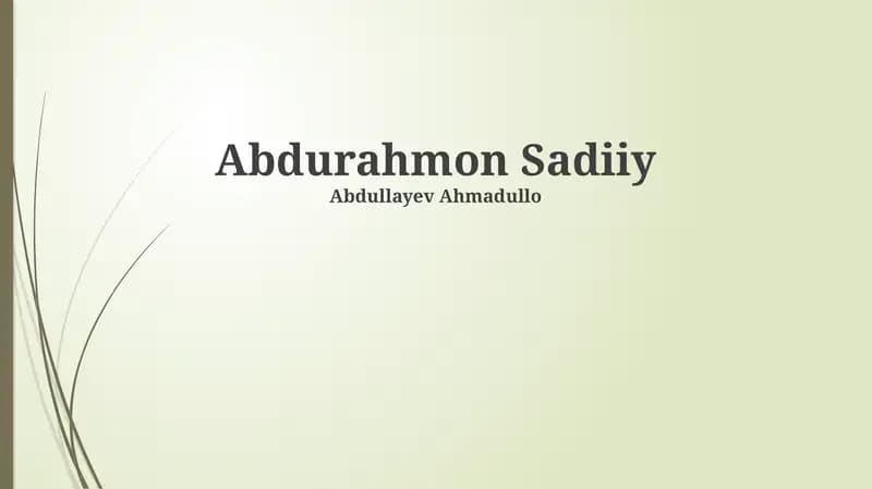 Abdurahmon Sa'diy