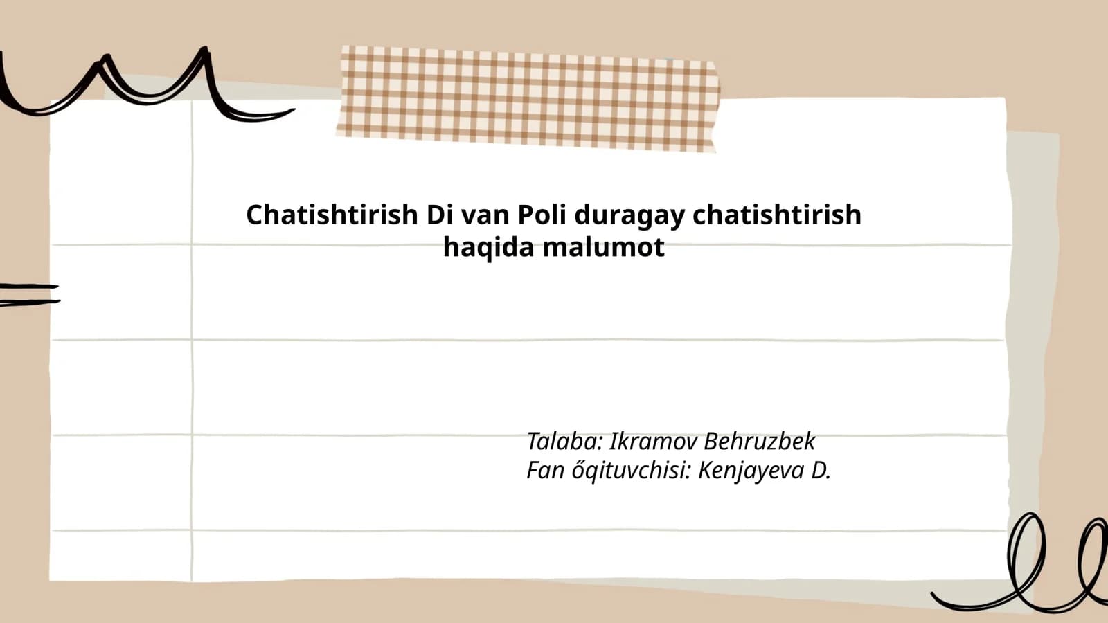 Chatishtirish Di van Poli duragay chatishtirish haqida malumot