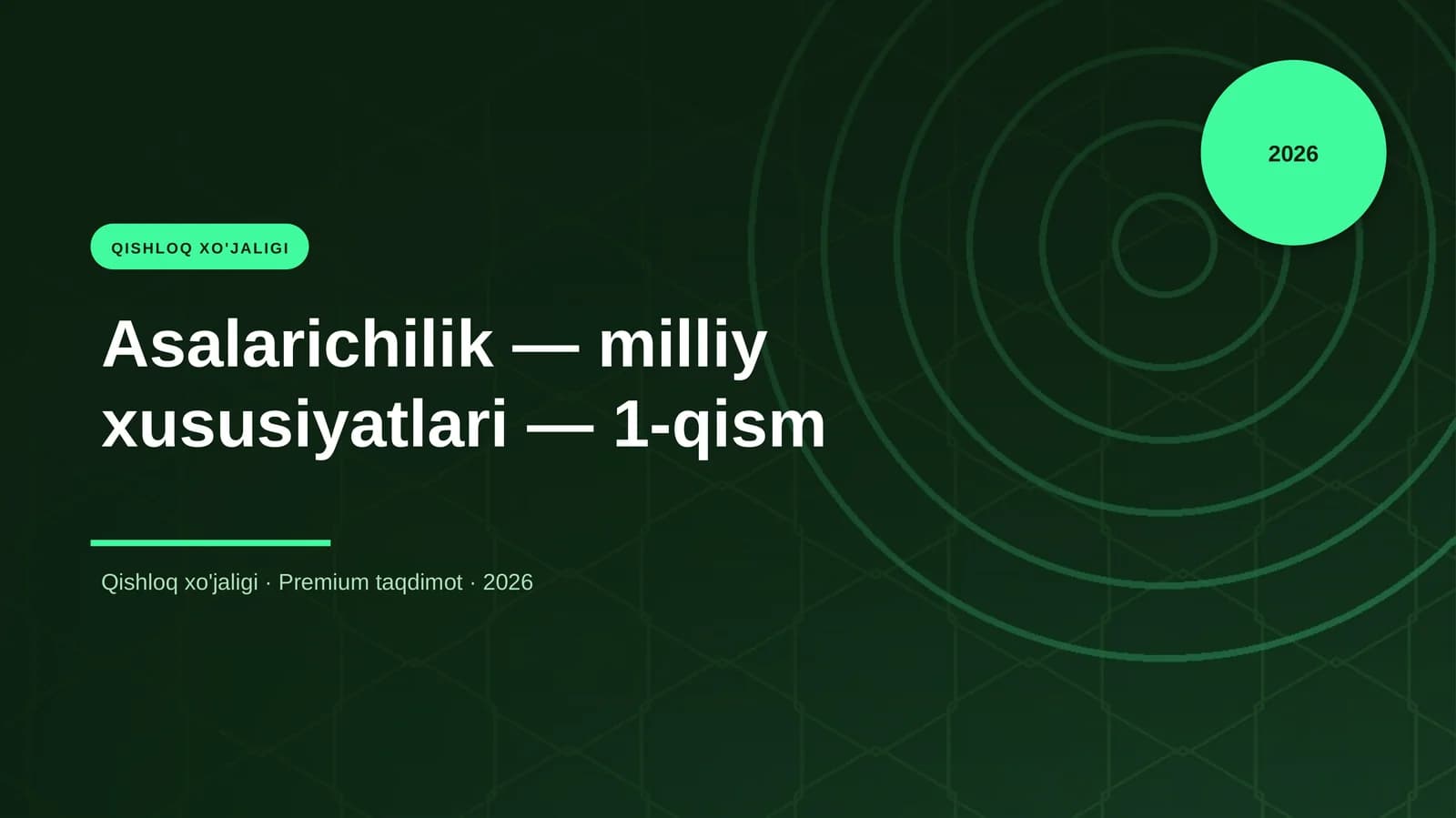 Asalarichilik — milliy xususiyatlari — 1-qism