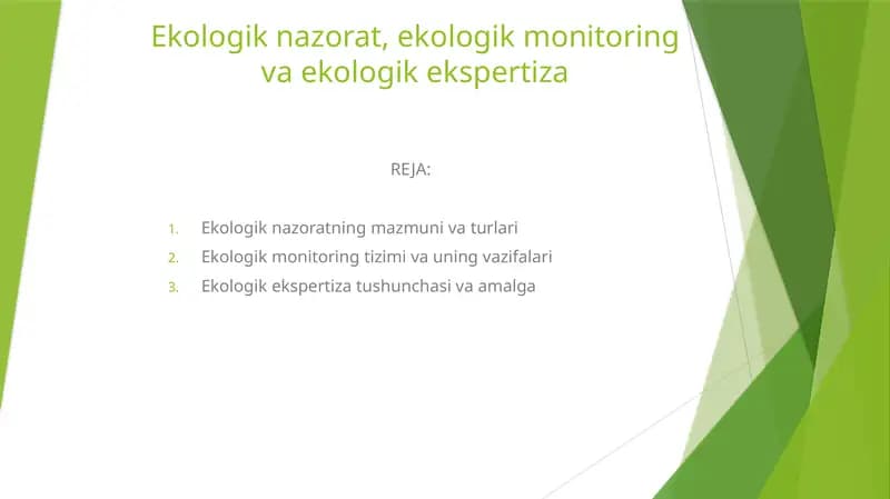 Ekologik nazorat, ekologik monitoring va ekologik ekspertiza