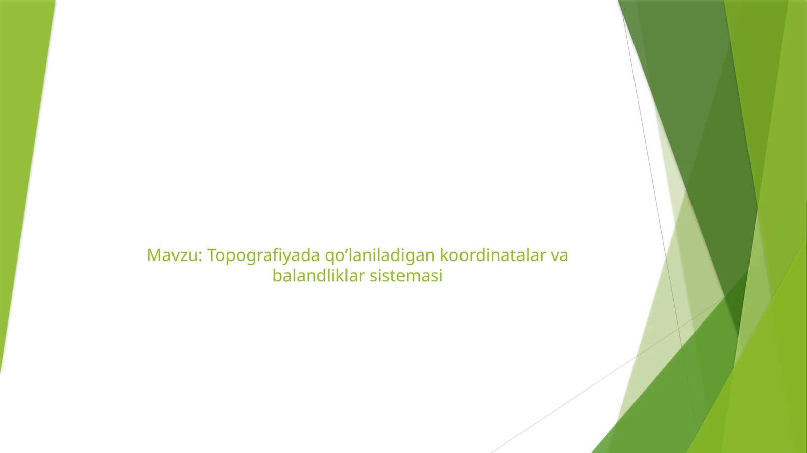 Topografiyada qo’laniladigan koordinatalar va balandliklar sistemasi