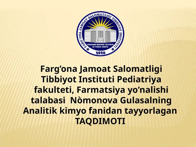 Mavzu:Kationlarininganalitikguruhlarbòyichatasniflashvaularnitaqqoslash.(vodorodsulfidli,kislotaasoslivaammiak-fosfatlitasnifi)
