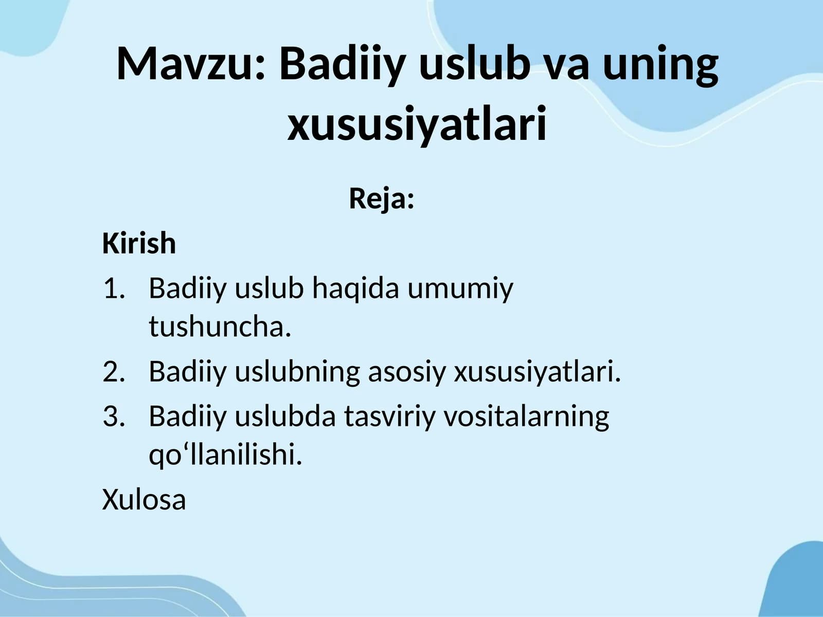 Badiiy uslub va uning xususiyatlari