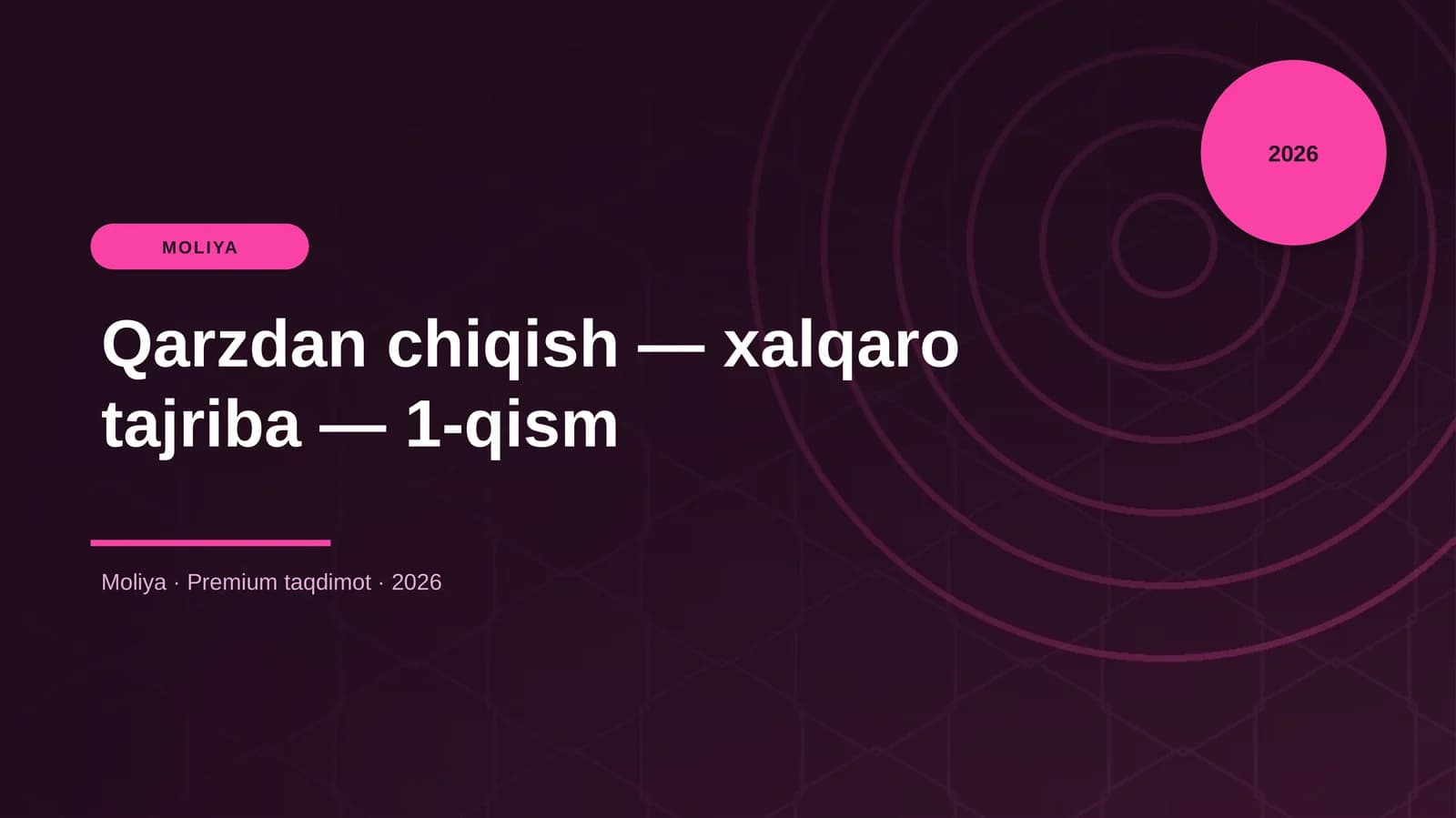 Qarzdan chiqish — xalqaro tajriba — 1-qism
