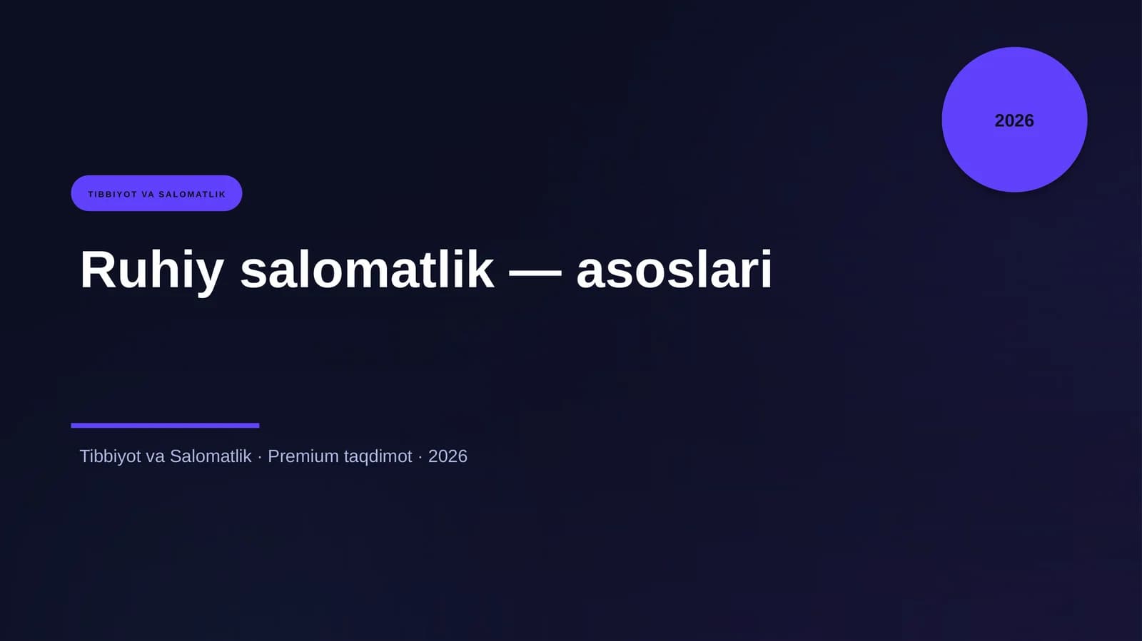 Ruhiy salomatlik — asoslari