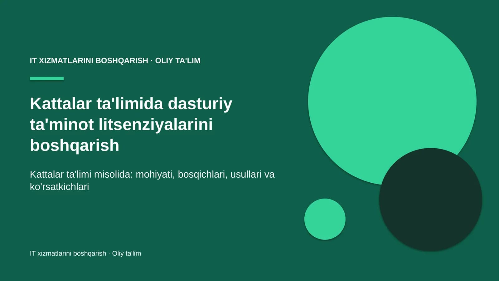 Kattalar ta'limida dasturiy ta'minot litsenziyalarini boshqarish