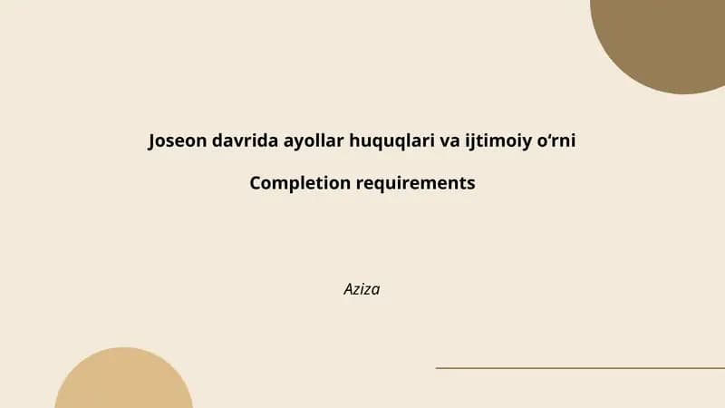 Joseon davrida ayollar huquqlari va ijtimoiy o‘rni