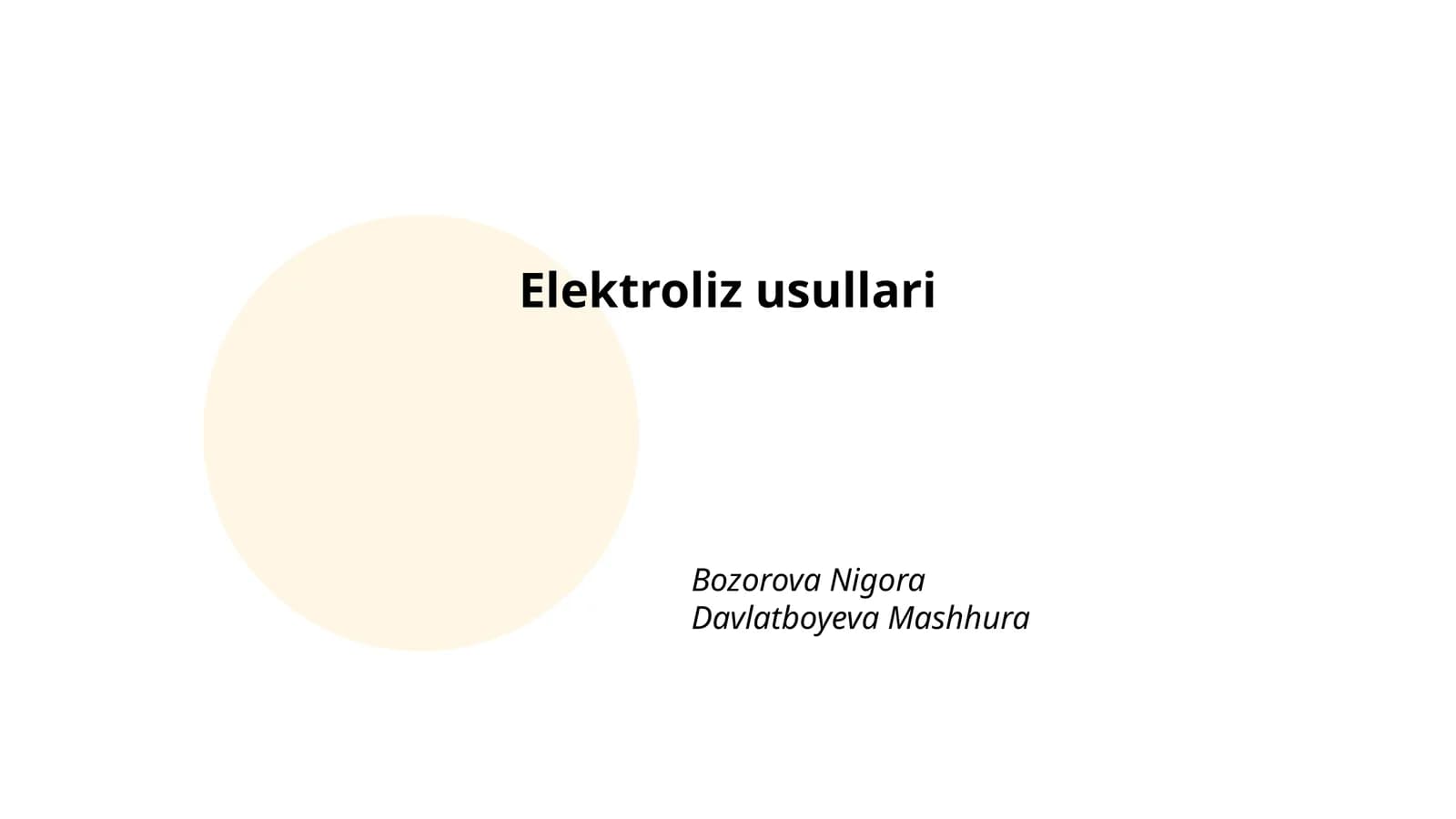 Elektroliz usullari