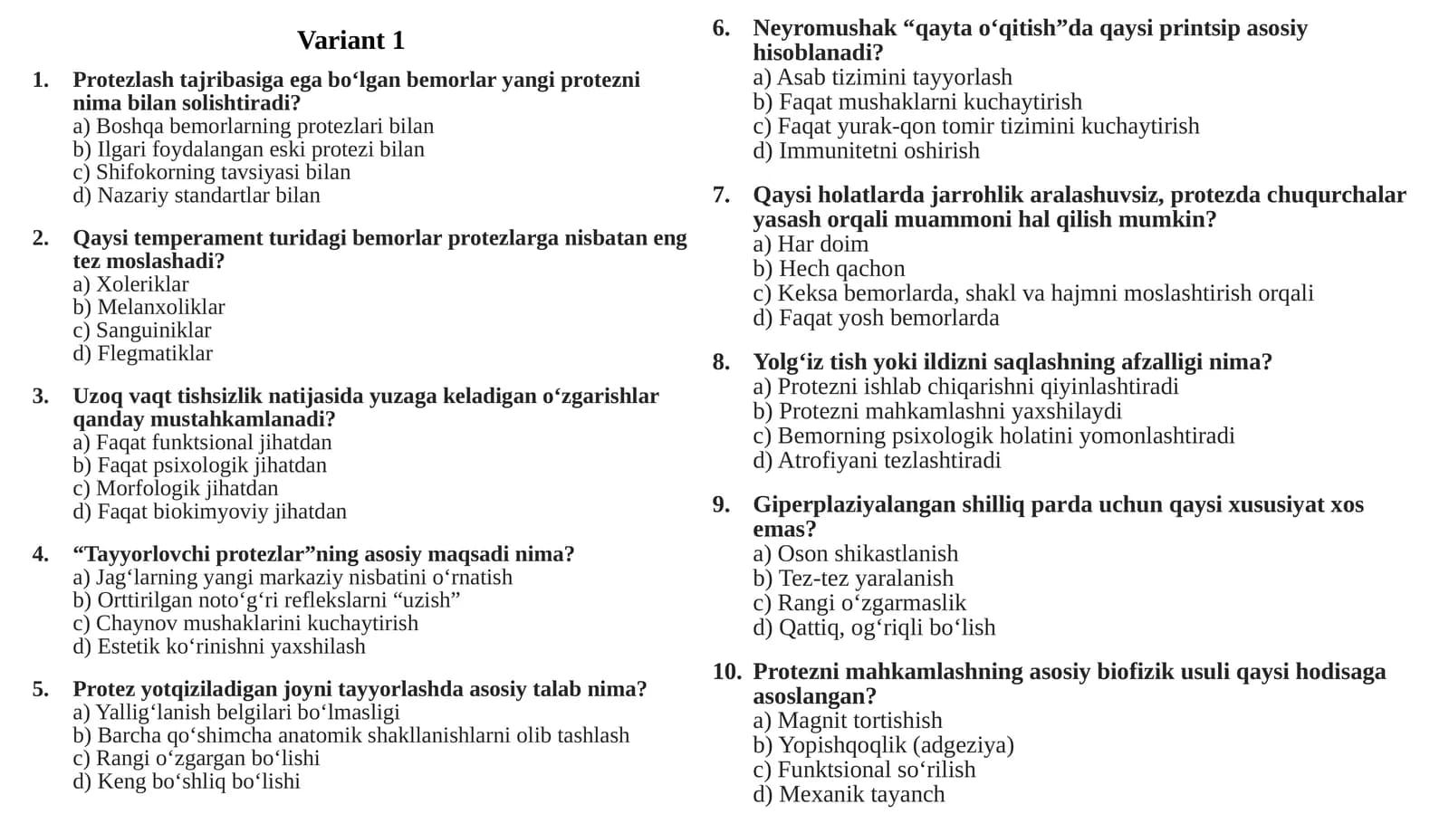 Og'iz bo'shlig'ini protezllashga tayyorlash
