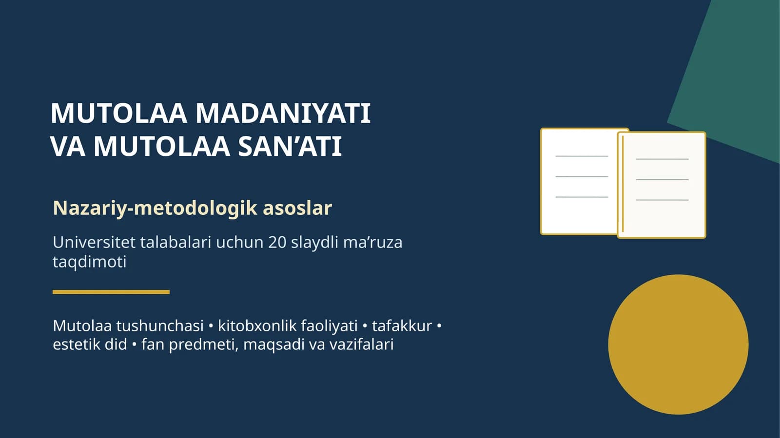 MUTOLAA MADANIYATI VA MUTOLAA SAN’ATI