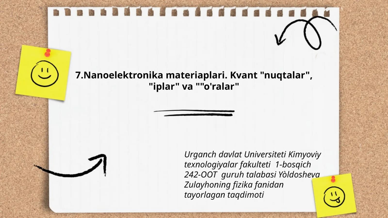 Nanoelektronika materiaplari. Kvant "nuqtalar", "iplar" va ""o'ralar"
