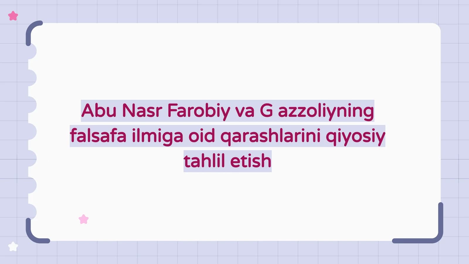 Abu Nasr Farobiy va G`azzoliyning falsafa ilmiga oid qarashlarini qiyosiy tahlil etish