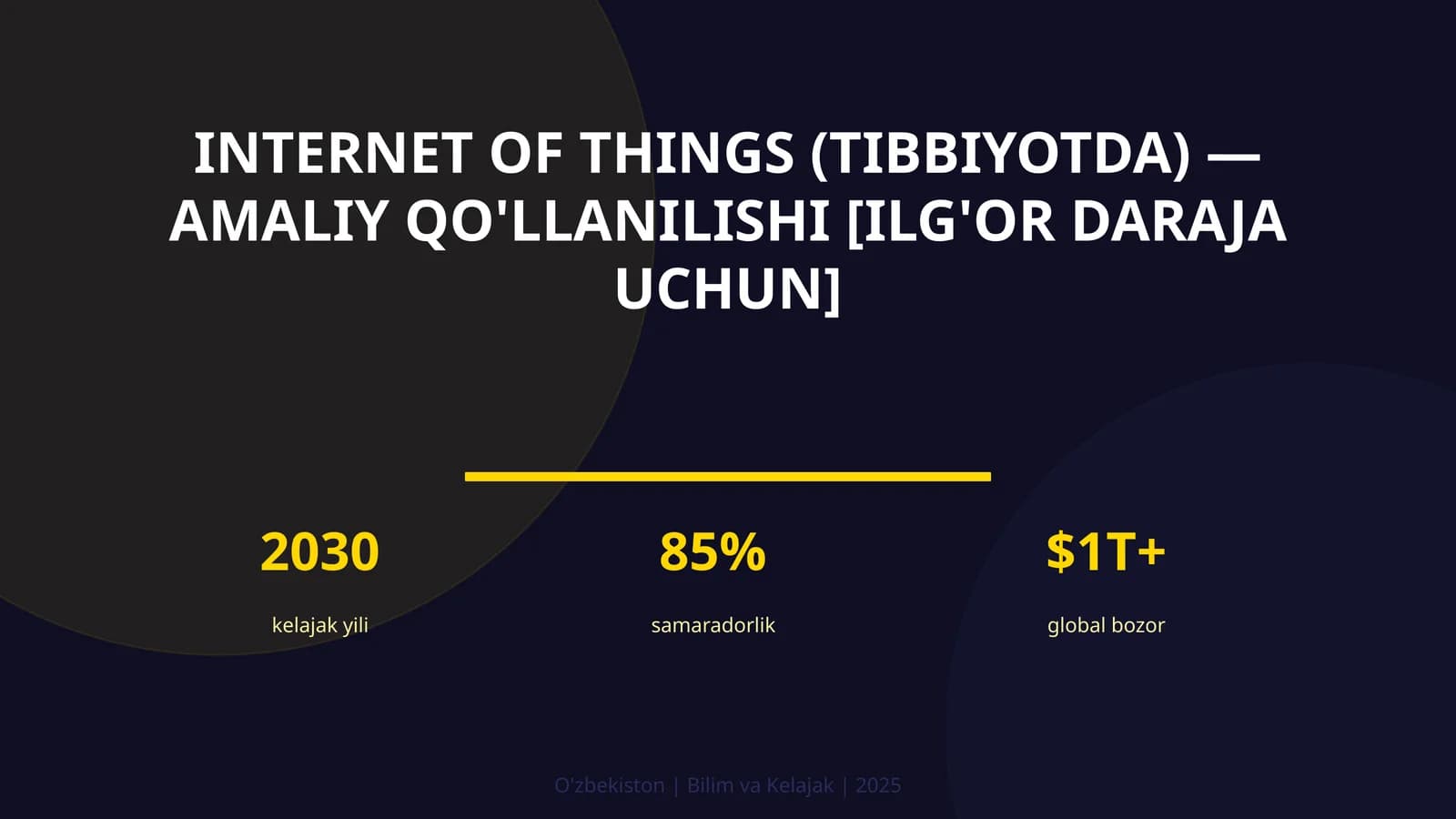 INTERNET OF THINGS (TIBBIYOTDA) — AMALIY QO'LLANILISHI [ILG'OR DARAJA UCHUN]