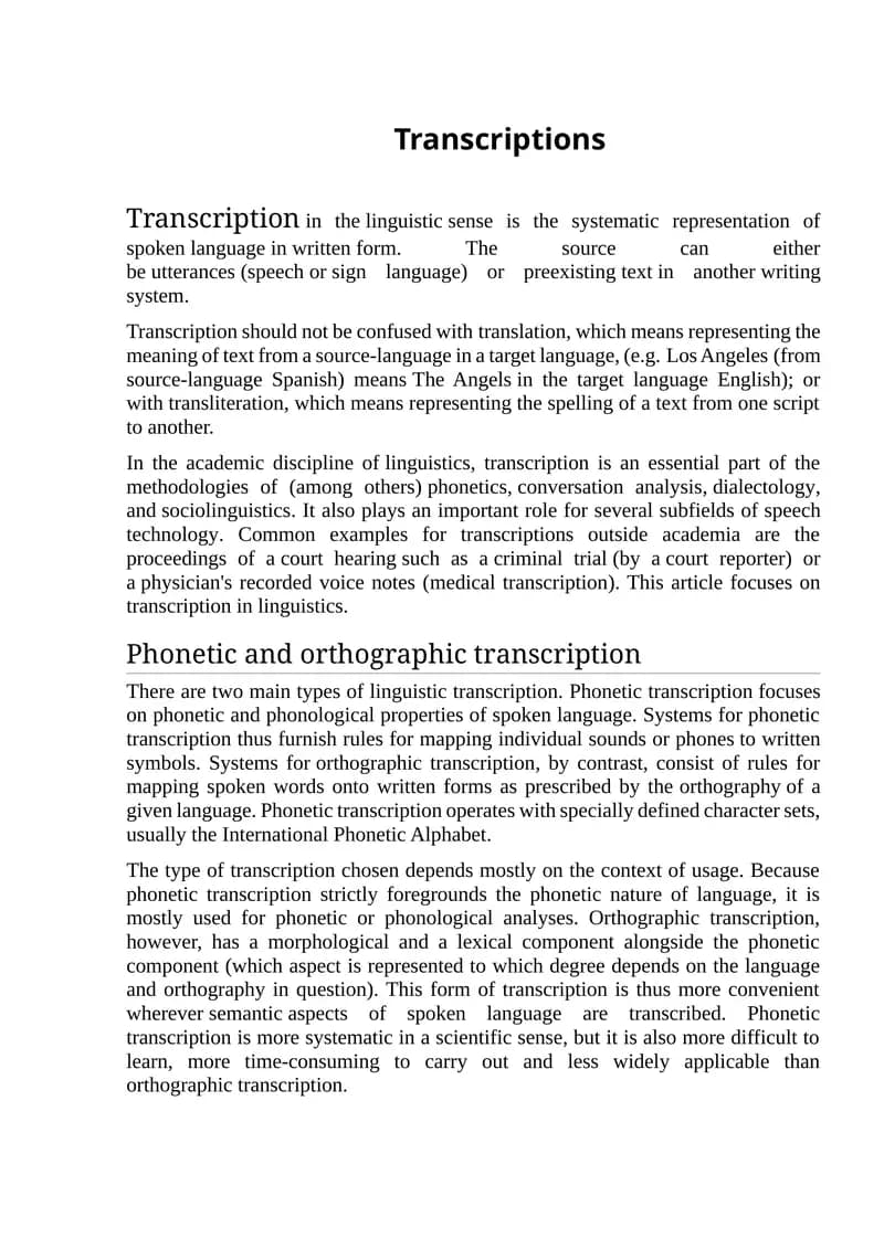 Transcriptions