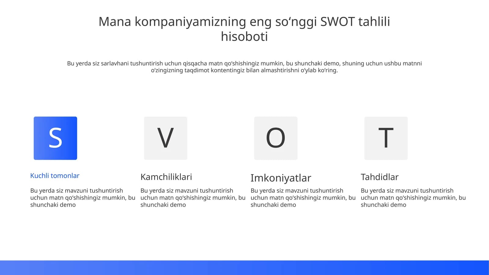 Editable SWOT Taqdimoti (11 Slayd)