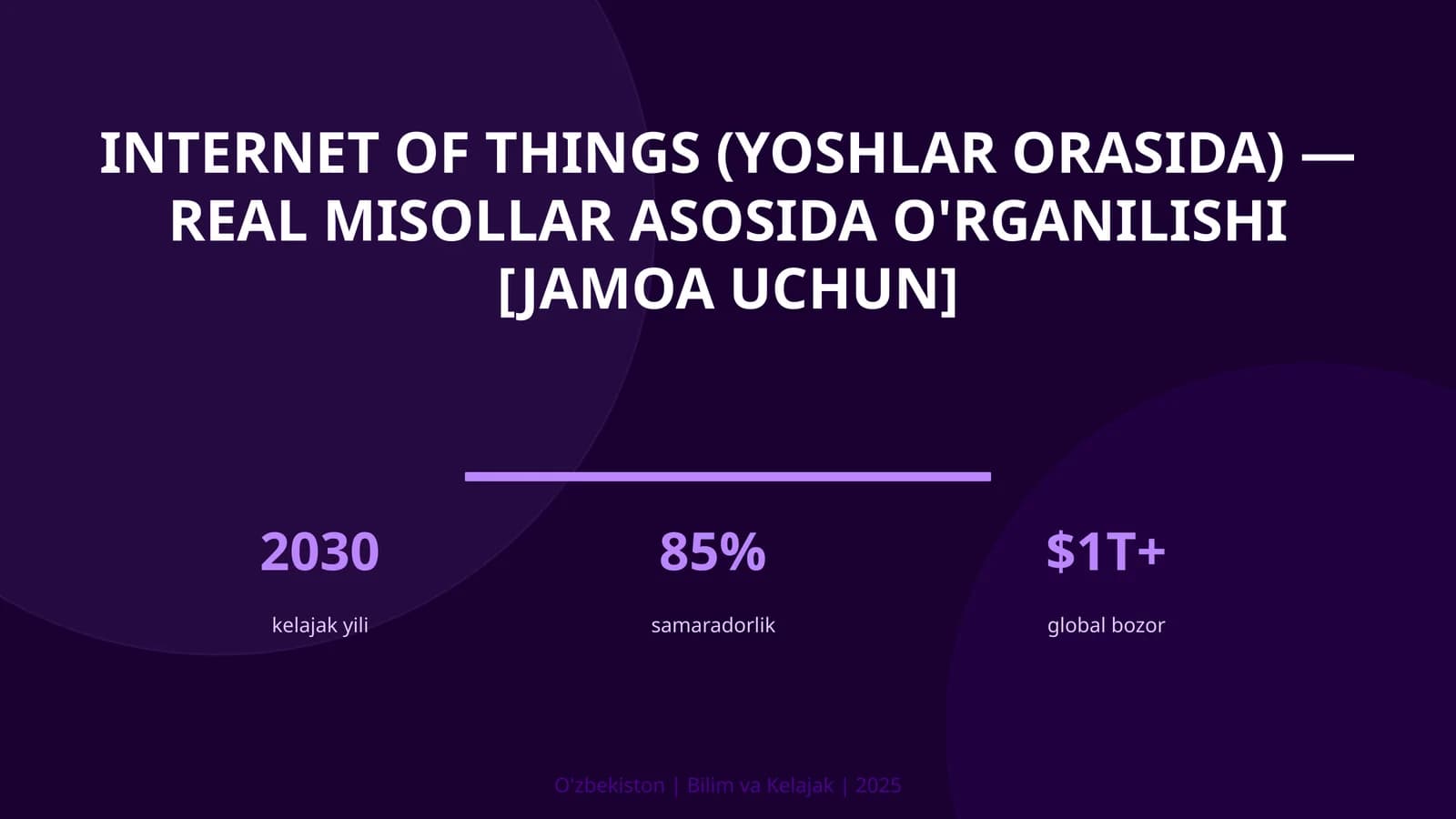 INTERNET OF THINGS (YOSHLAR ORASIDA) — REAL MISOLLAR ASOSIDA O'RGANILISHI [JAMOA UCHUN]