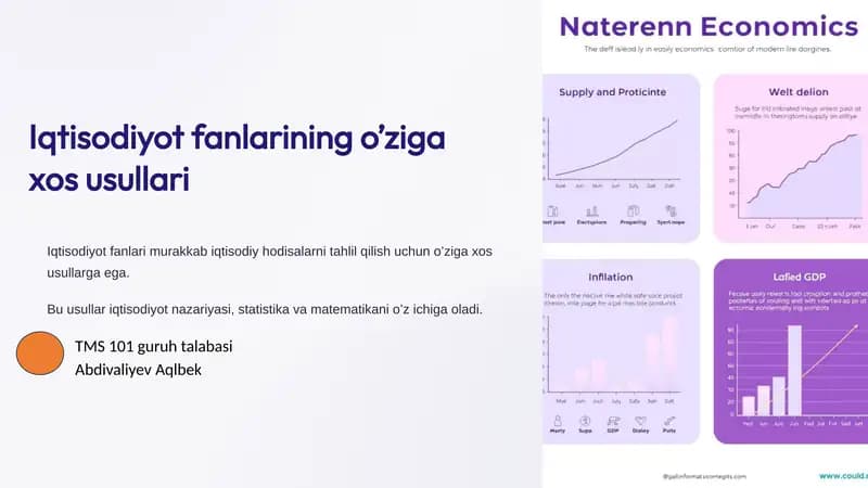 Iqtisodiyot fanlarining o’ziga xos usullari