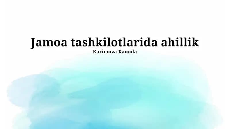 Ishonch va Hamkorlik
