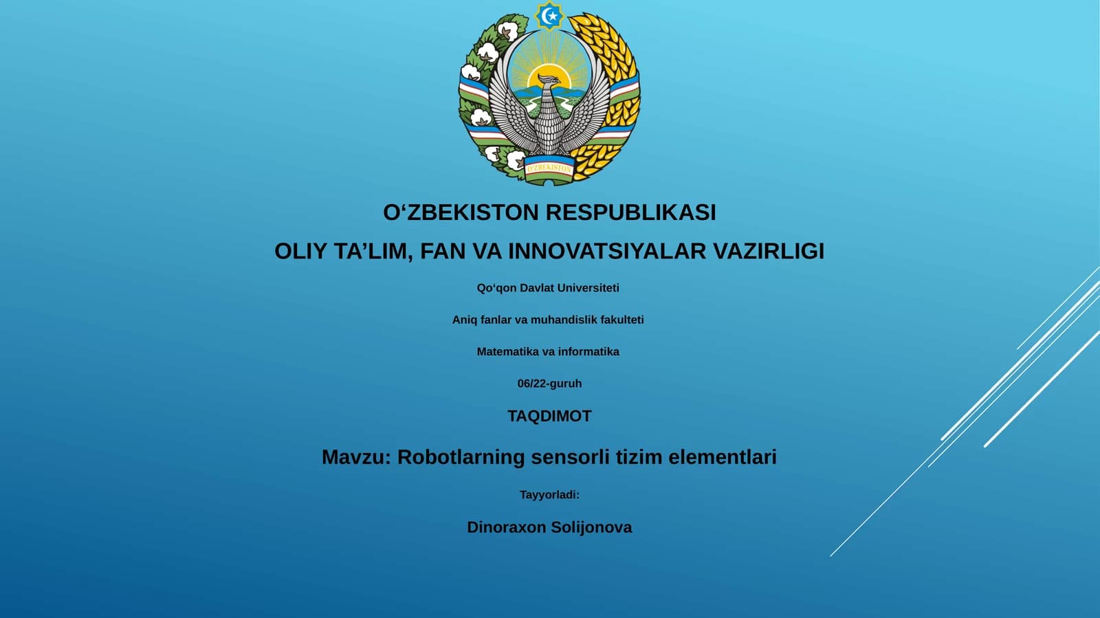 Robotlarning sensorli tizim elementlari