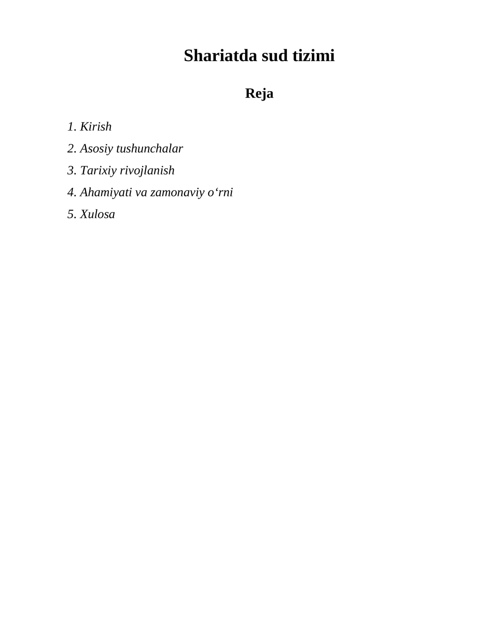 Shariatda sud tizimi