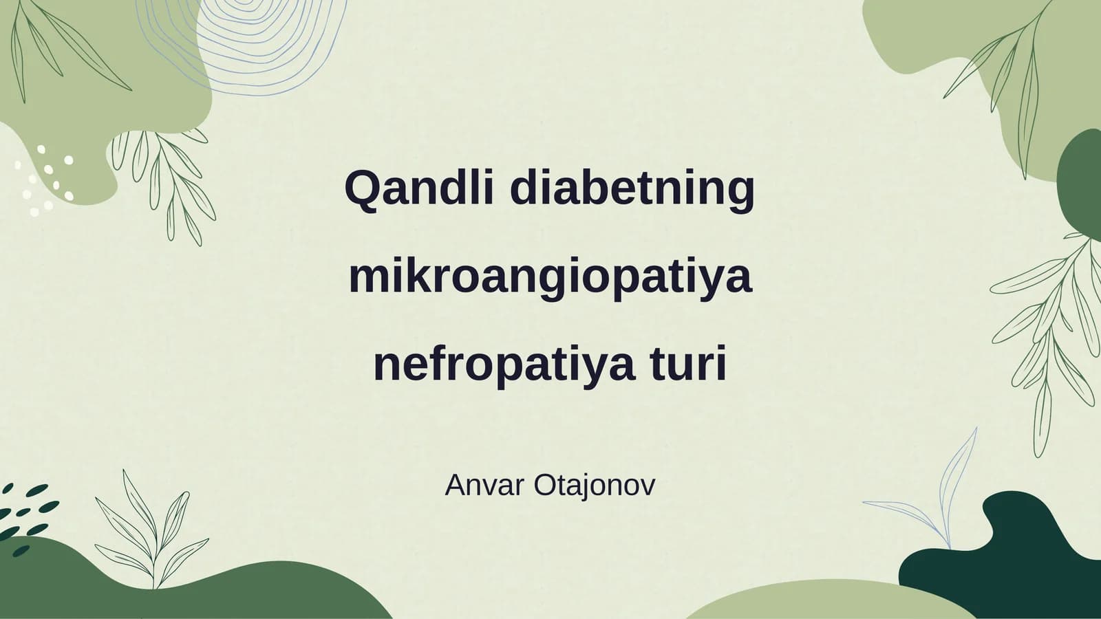 Qandli diabetning mikroangiopatiya nefropatiya turi