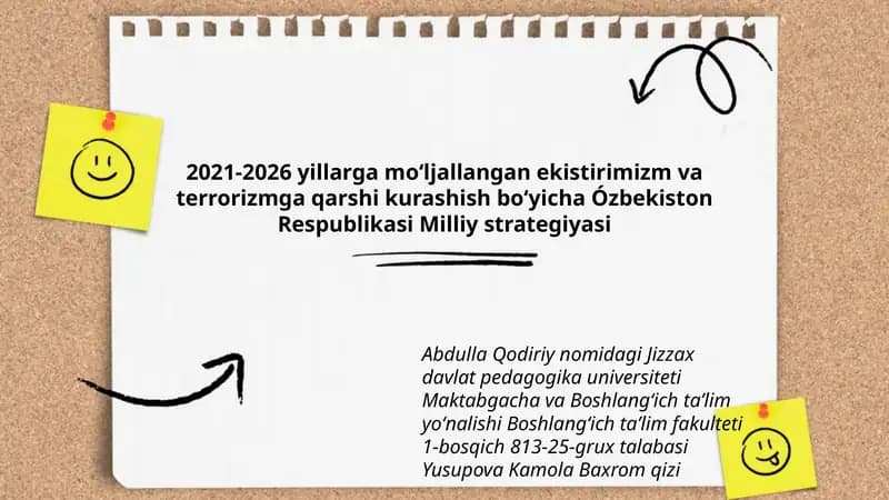 2021-2026 yillarga moʻljallangan ekistirimizm va terrorizmga qarshi kurashish boʻyicha Ózbekiston Respublikasi Milliy strategiyasi