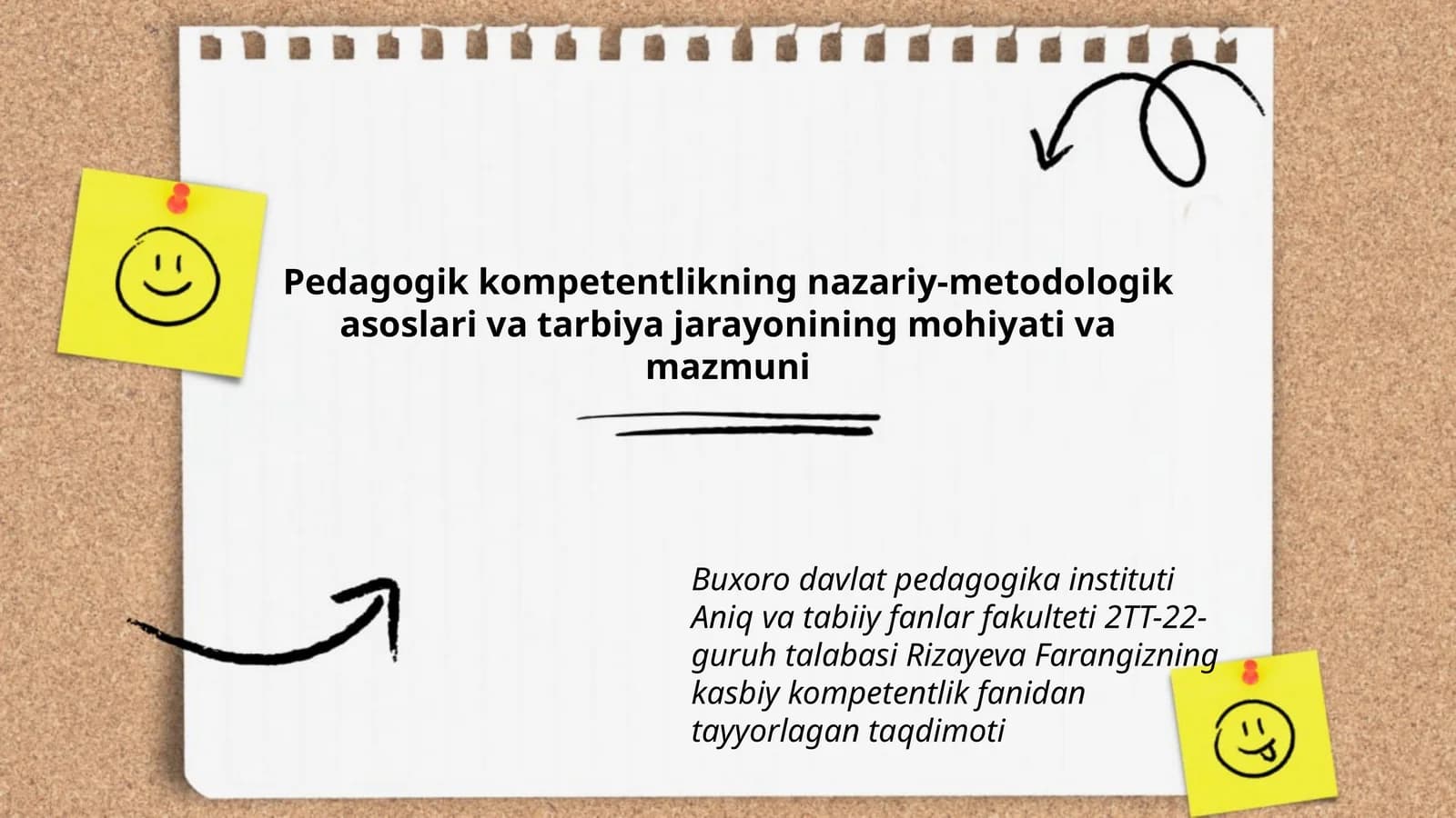 Kasbiy kompetentlik fanidan tayyorlagan taqdimoti