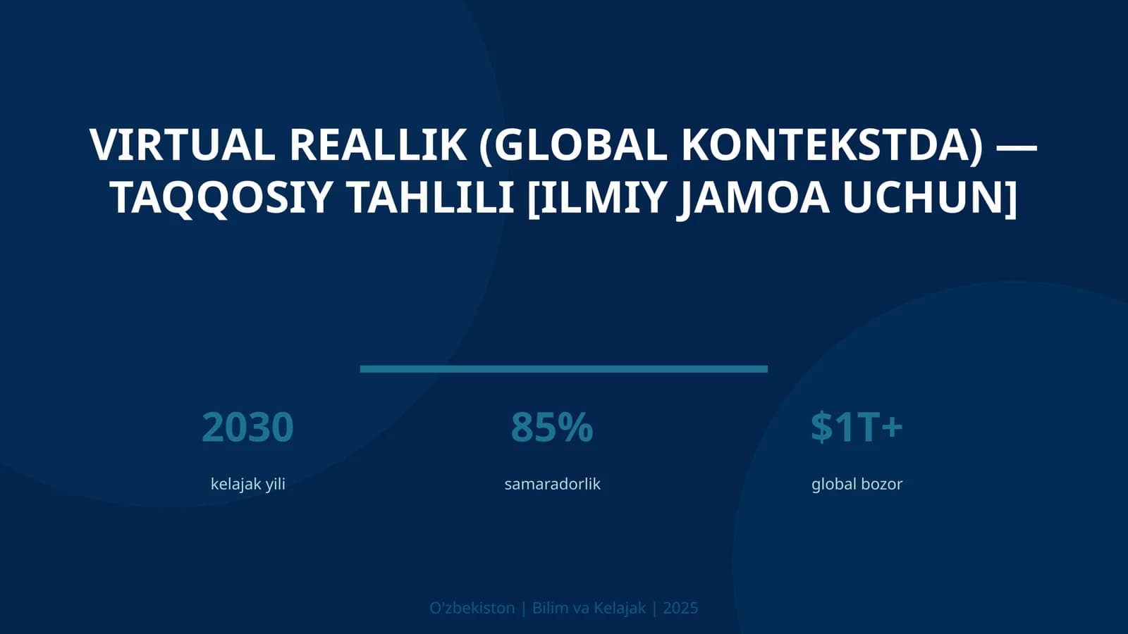 Virtual reallik (global kontekstda) — taqqosiy tahlili [ilmiy jamoa uchun]