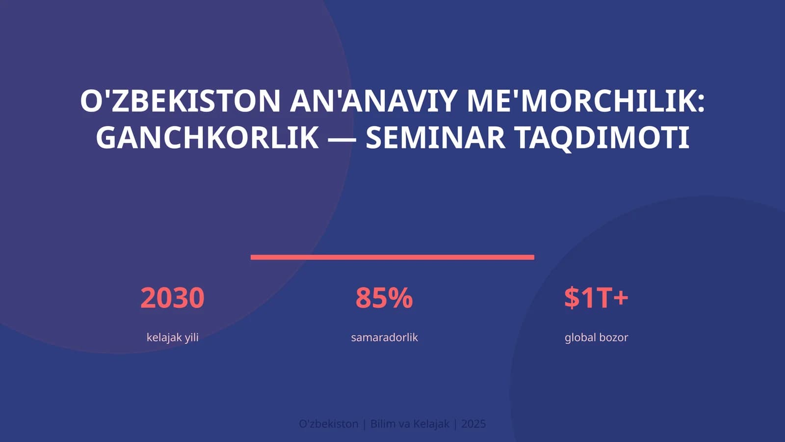 O'zbekiston an'anaviy me'morchilik: ganchkorlik — seminar taqdimoti