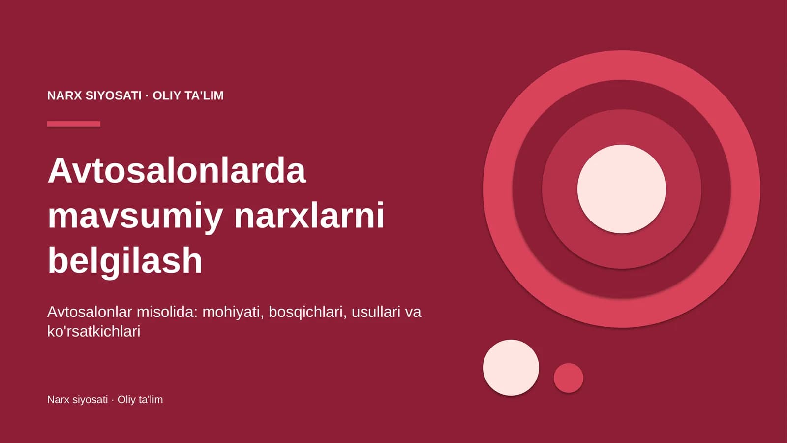 Avtosalonlarda mavsumiy narxlarni belgilash