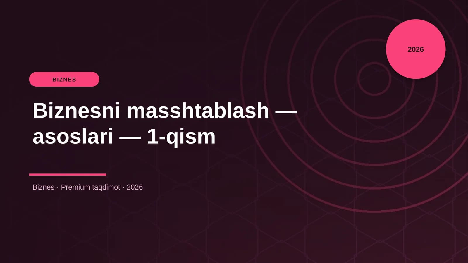 Biznesni masshtablash — asoslari — 1-qism