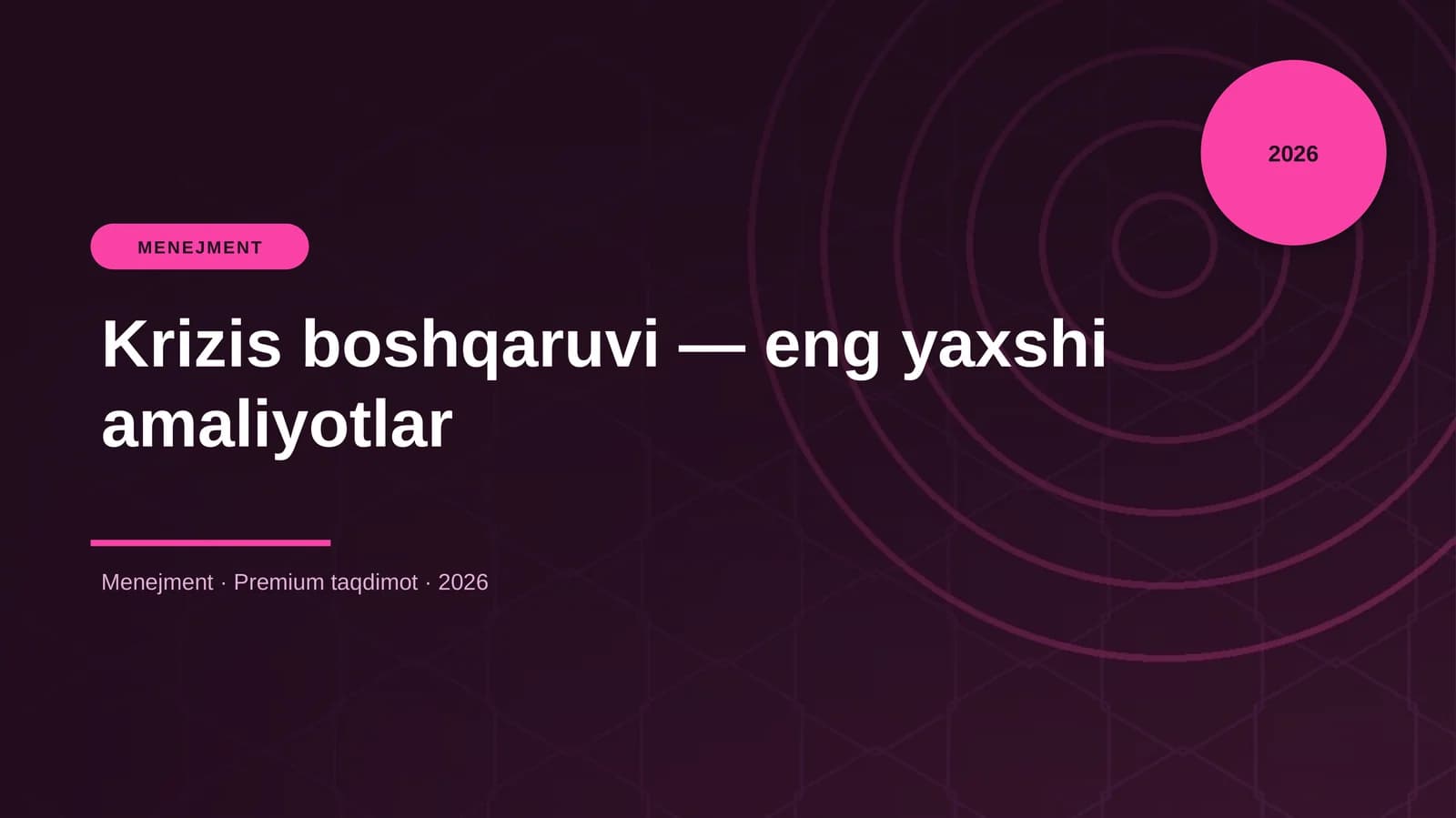 Krizis boshqaruvi — eng yaxshi amaliyotlar