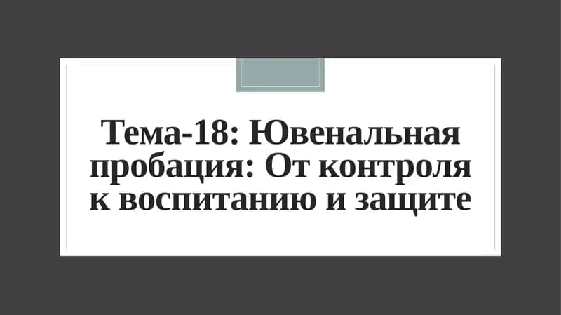 Ювенальная пробация: От контроля к воспитанию и защите