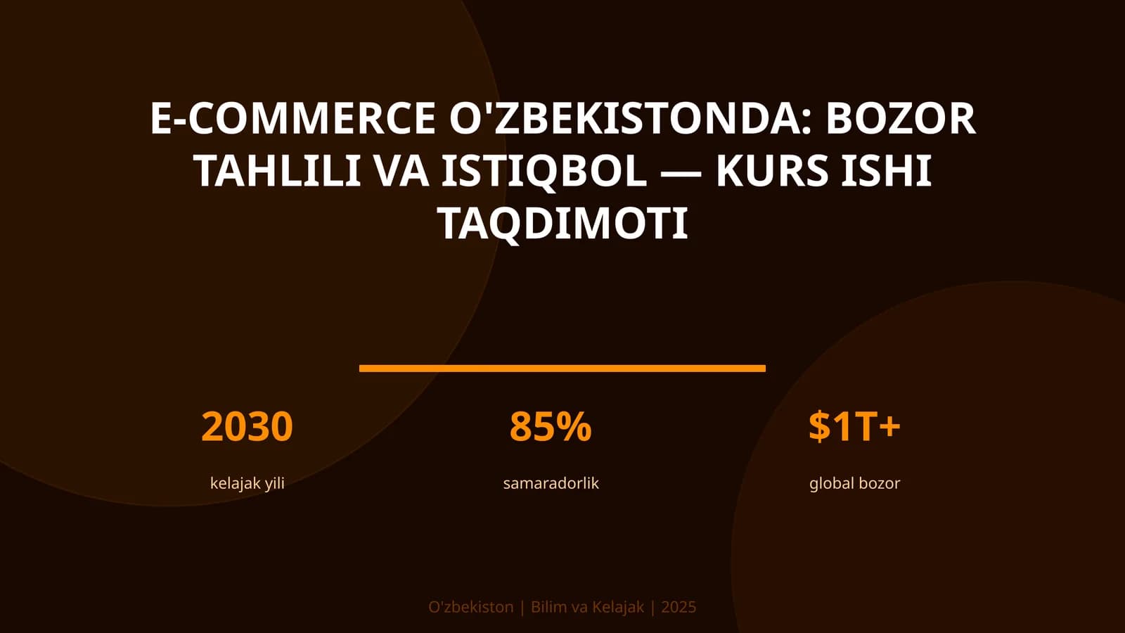 E-commerce O'zbekistonda: bozor tahlili va istiqbol — kurs ishi taqdimoti