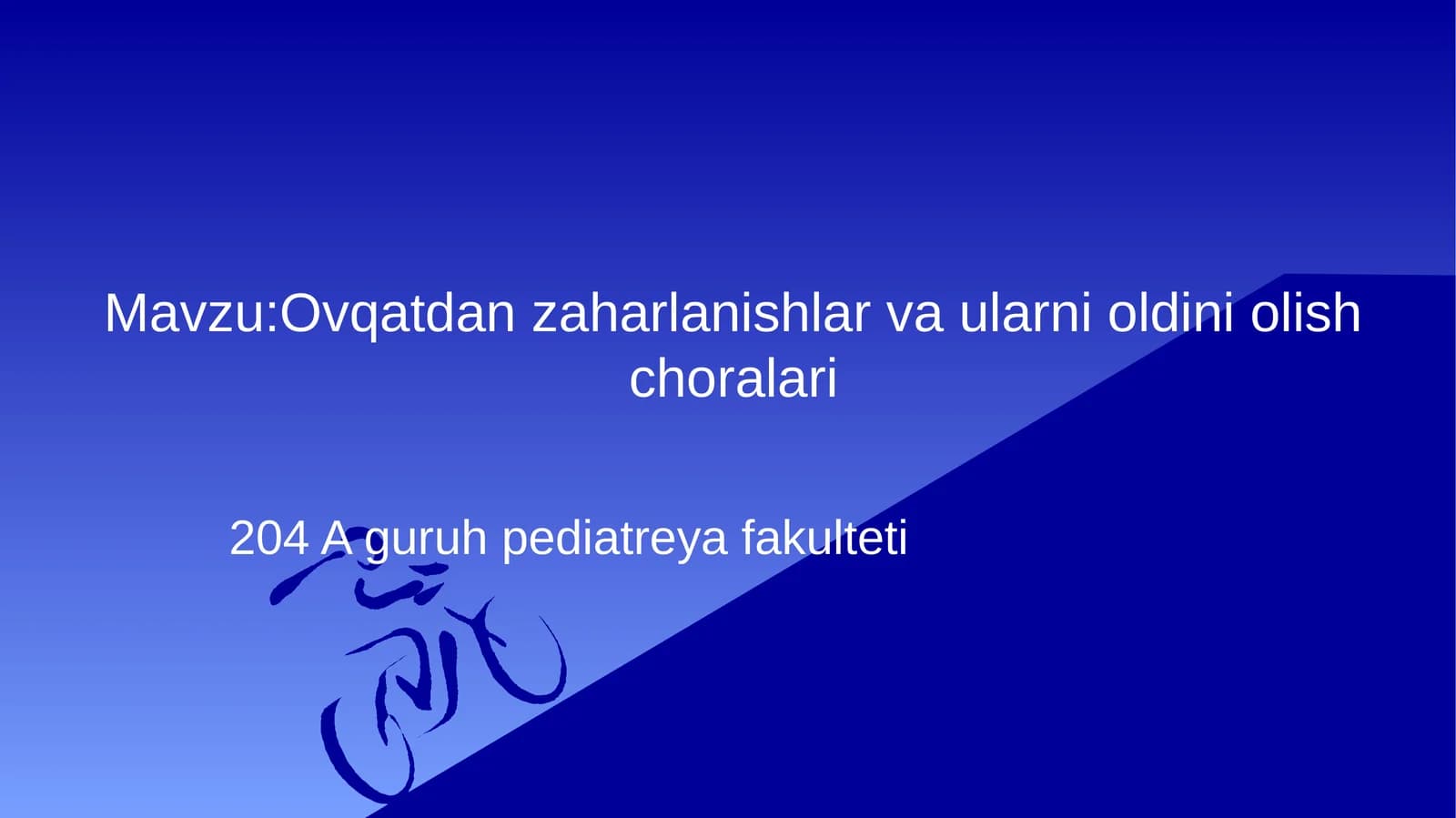 Ovqatdan zaharlanishlar va ularni oldini olish choralari