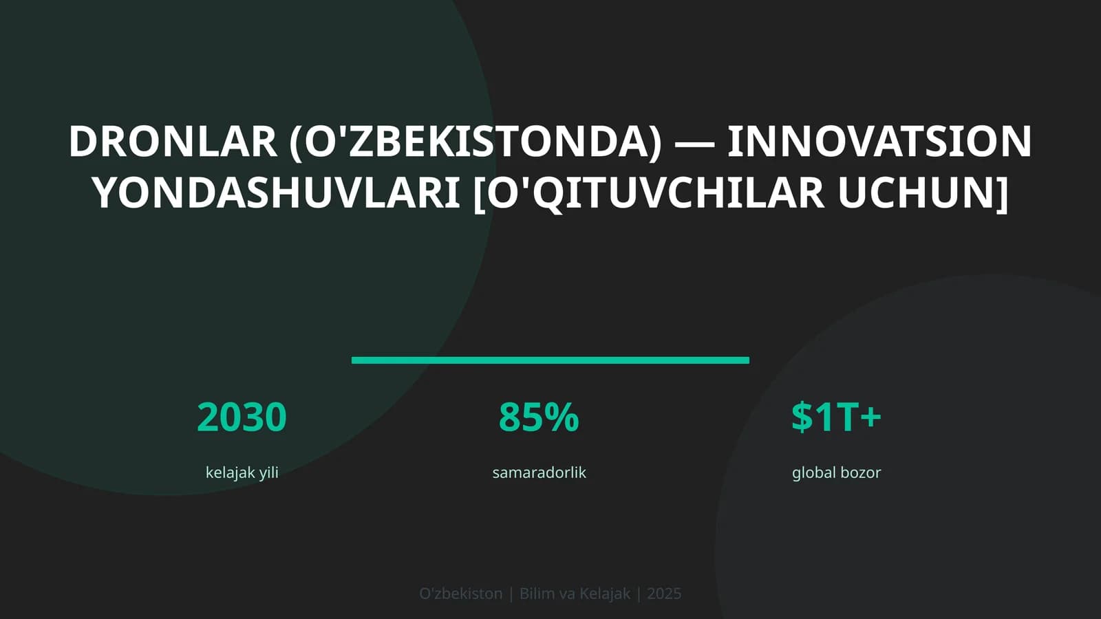 Dronlar (O'zbekistonda) — innovatsion yondashuvlari [o'qituvchilar uchun]