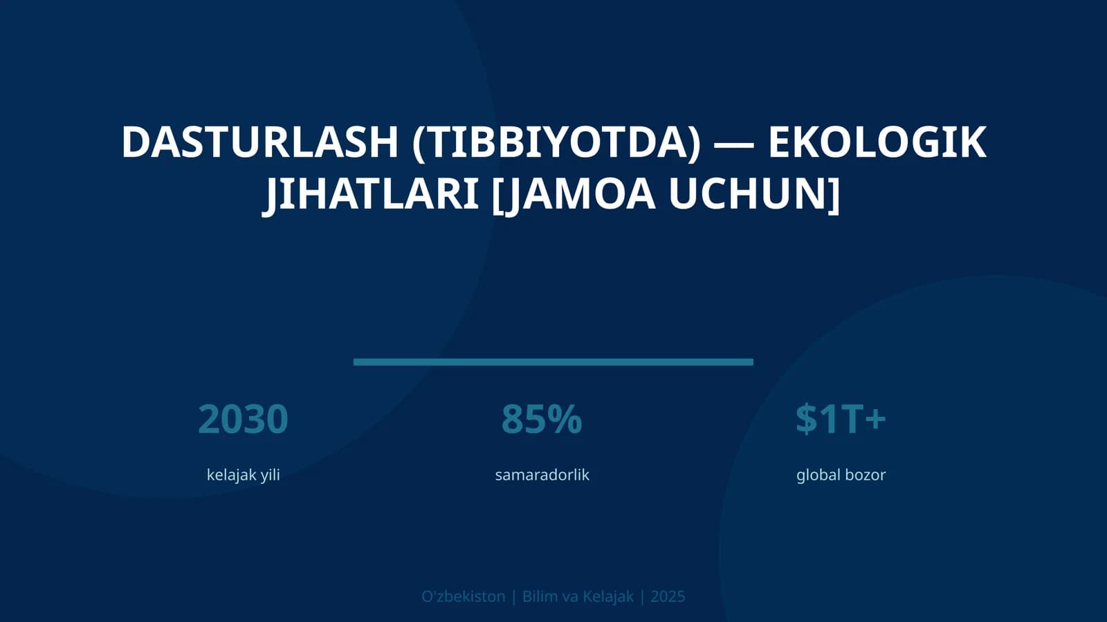 Dasturlash (tibbiyotda) — ekologik jihatlari [jamoa uchun]