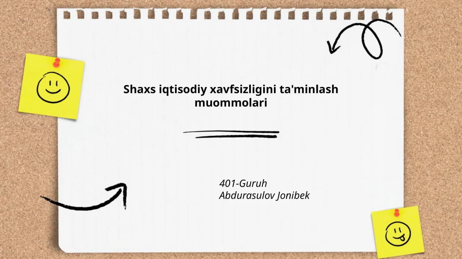 Shaxs iqtisodiy xavfsizligini ta'minlash muommolari