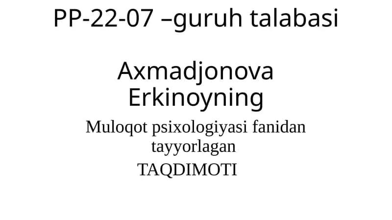 Muloqot Psixologiyasi