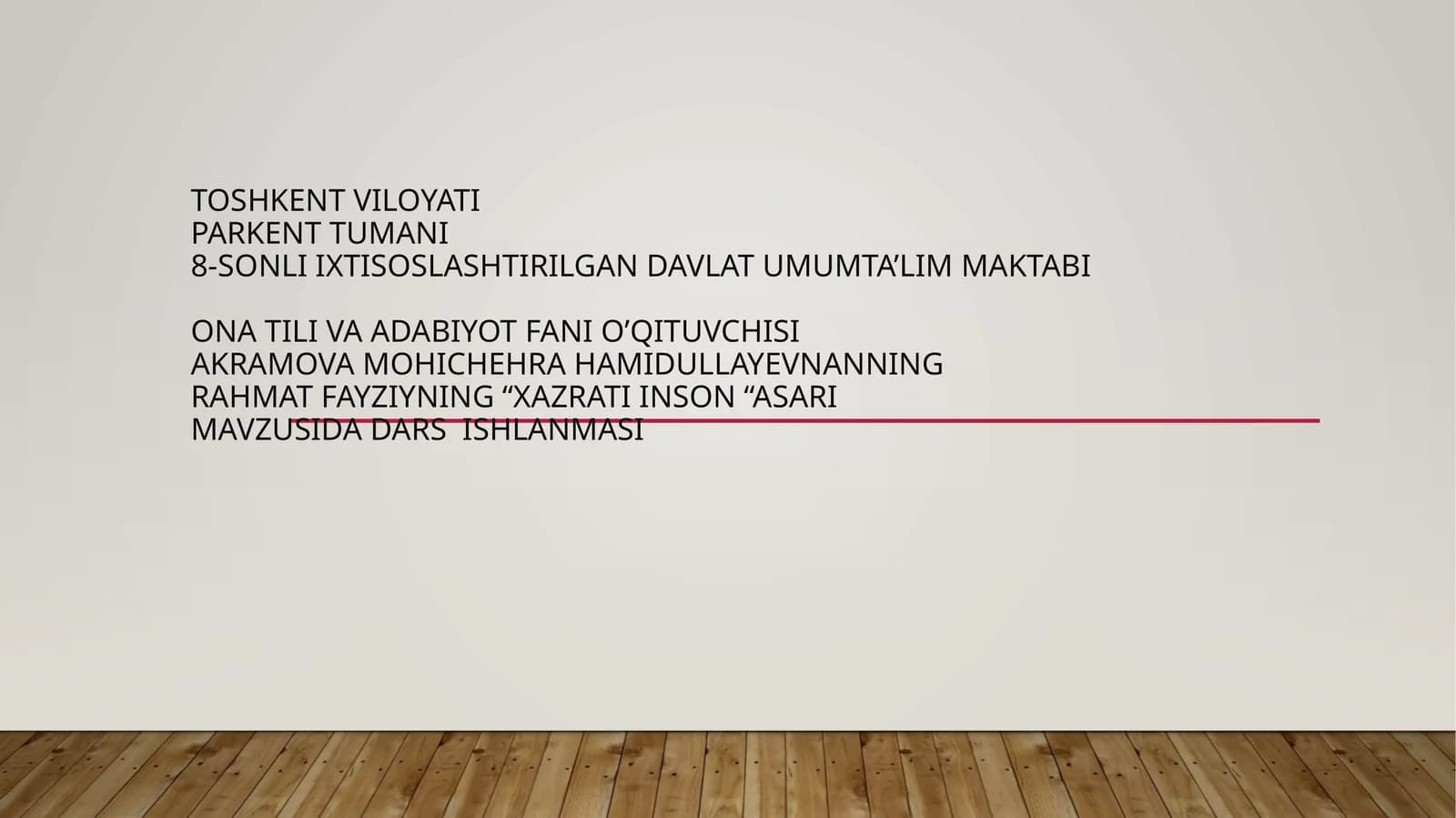 6-sinf Adabiyot fanidan Rahmat Fayziyning Hazrati inson asari dars ishlanma