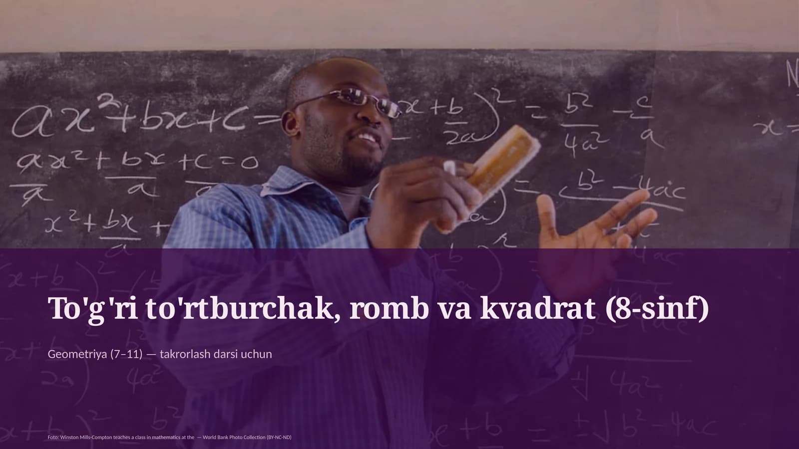 To'g'ri to'rtburchak, romb va kvadrat (8-sinf)