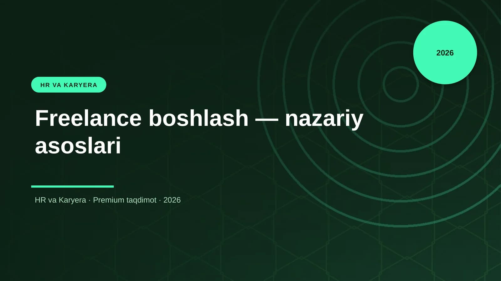 Freelance boshlash — nazariy asoslari