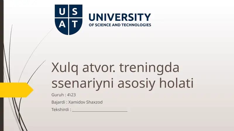 Xulqatvor.treningdassenariyasi