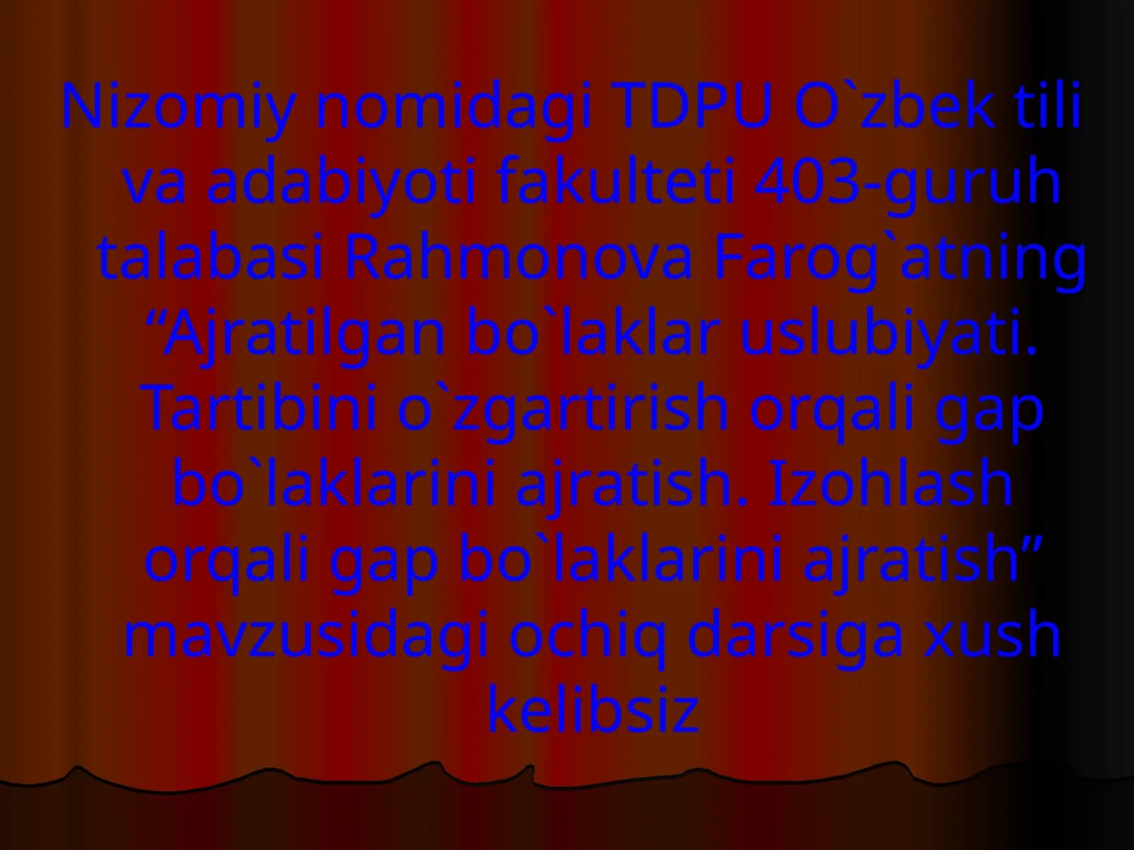 Ajratilgan bo`laklar uslubiyati