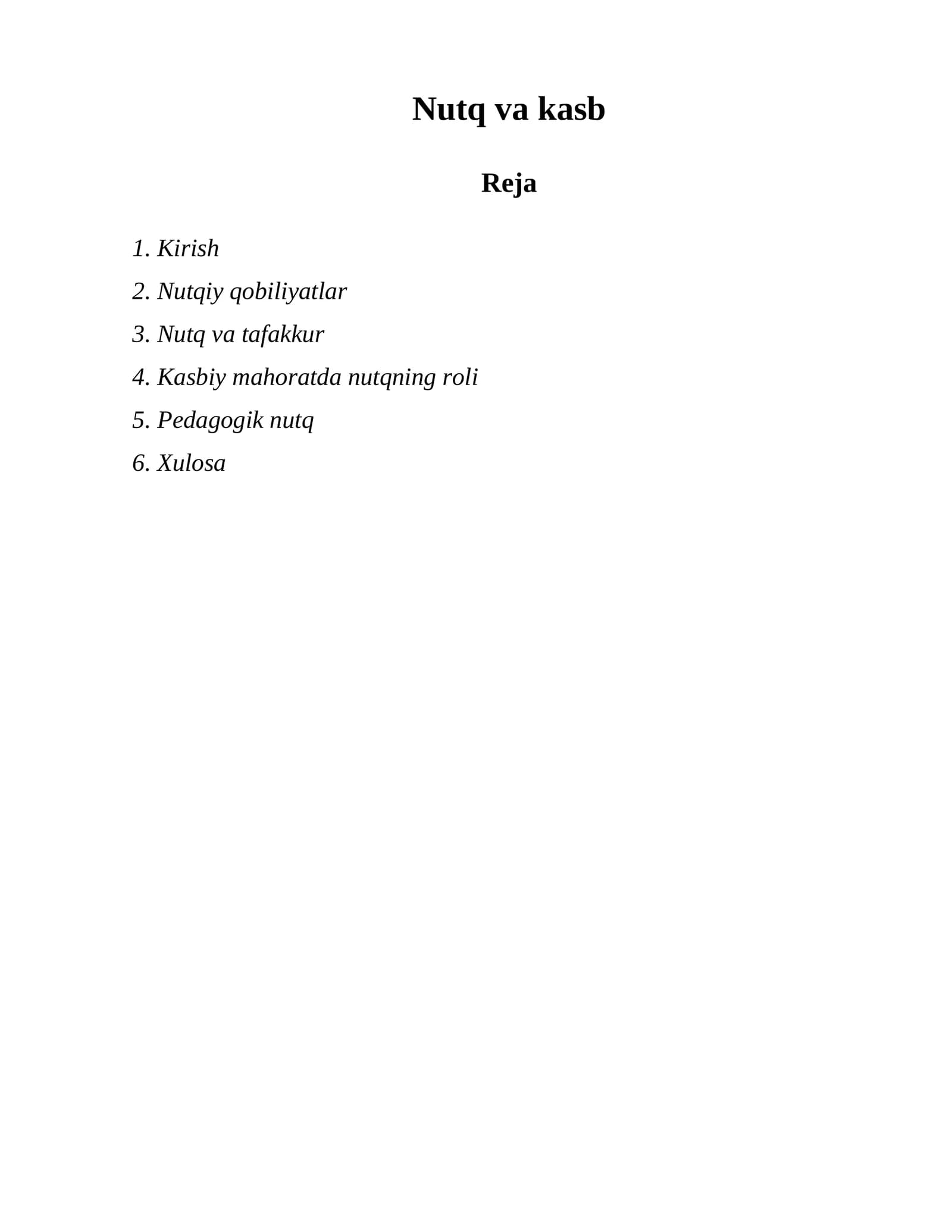 Nutq va kasb