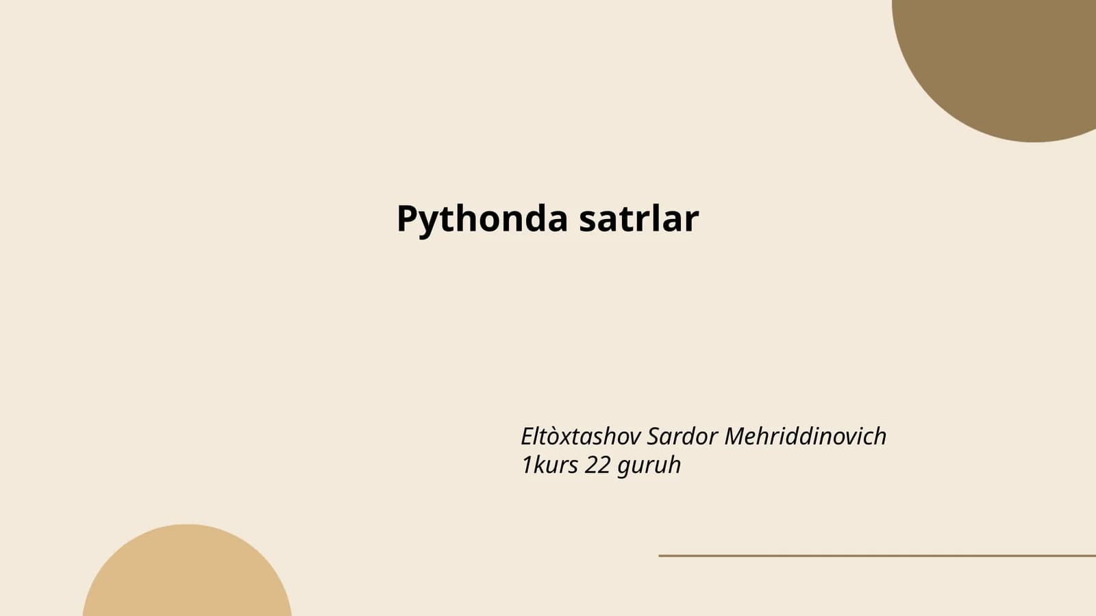 Pythonda satrlar