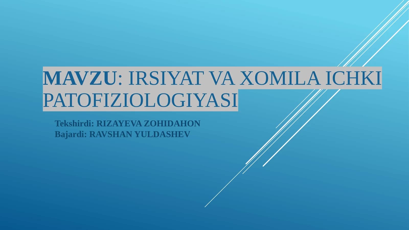 IRSIYAT VA XOMILA ICHKI PATOFIZIOLOGIYASI