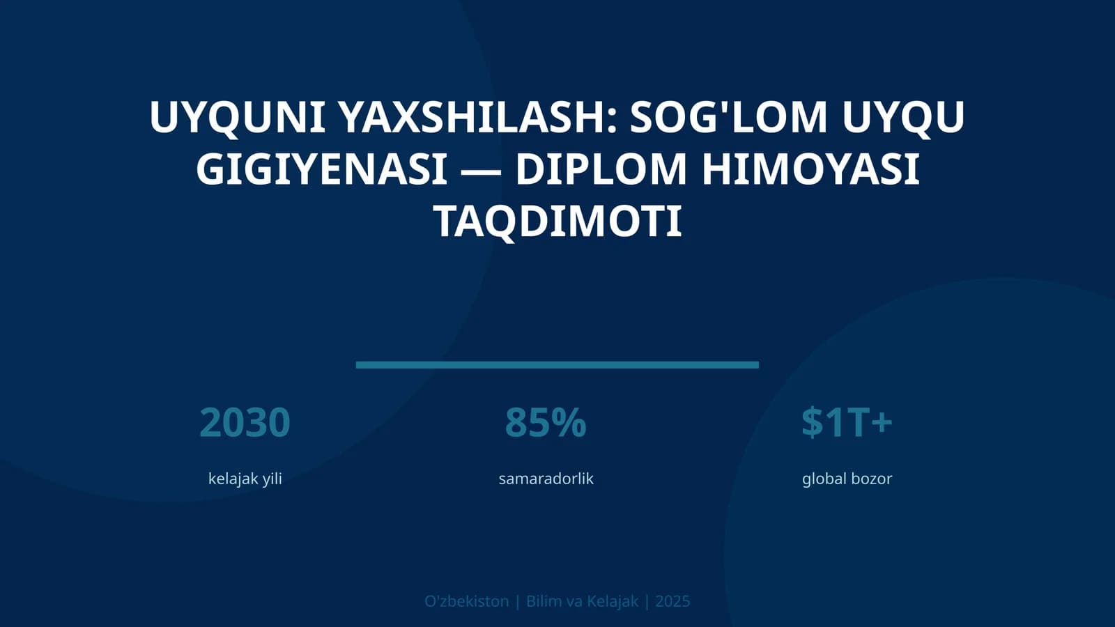 Uyquni yaxshilash: sog'lom uyqu gigiyenasi — diplom himoyasi taqdimoti