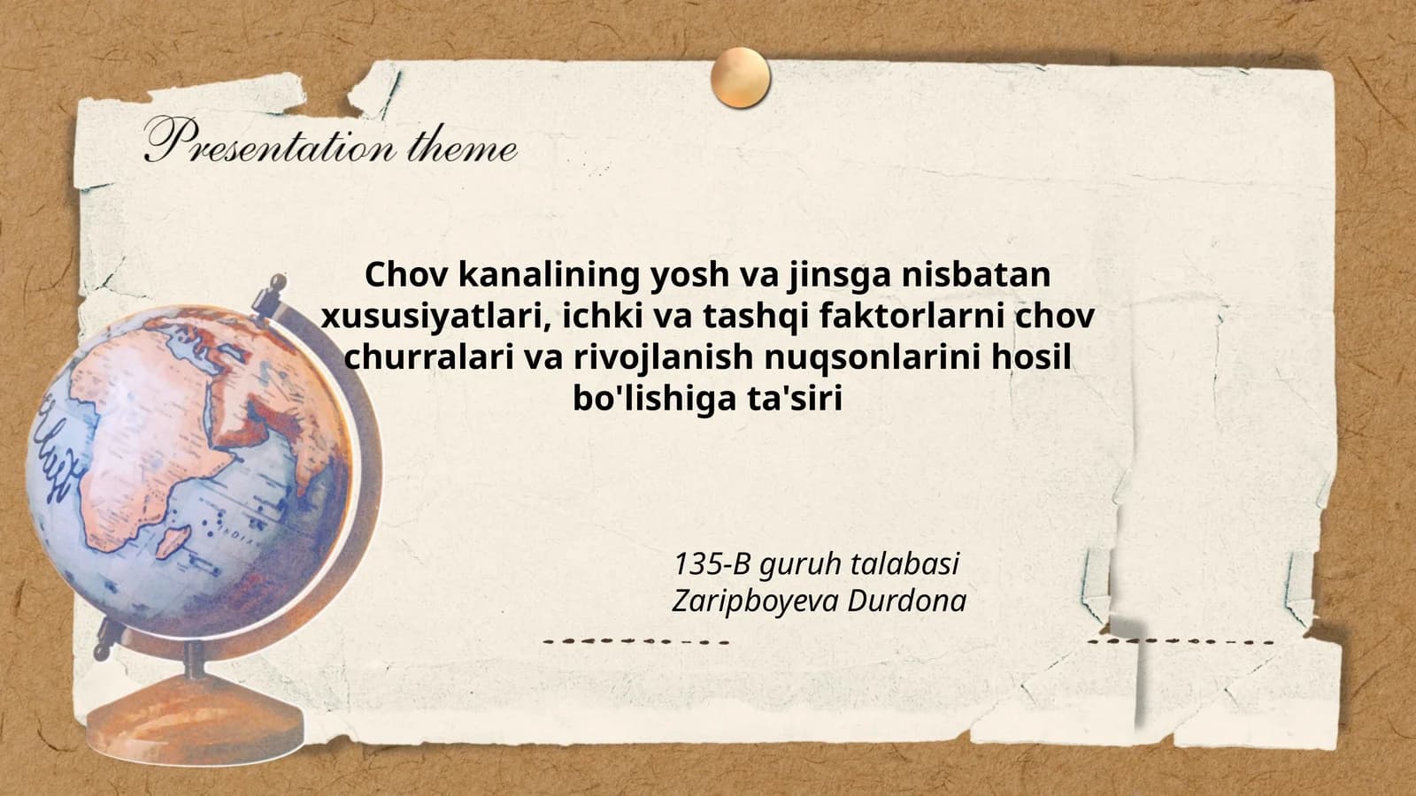 Chov kanalining yosh va jinsga nisbatan xususiyatlari, ichki va tashqi faktorlarni chov churralari va rivojlanish nuqsonlarini hosil bo'lishiga ta'siri